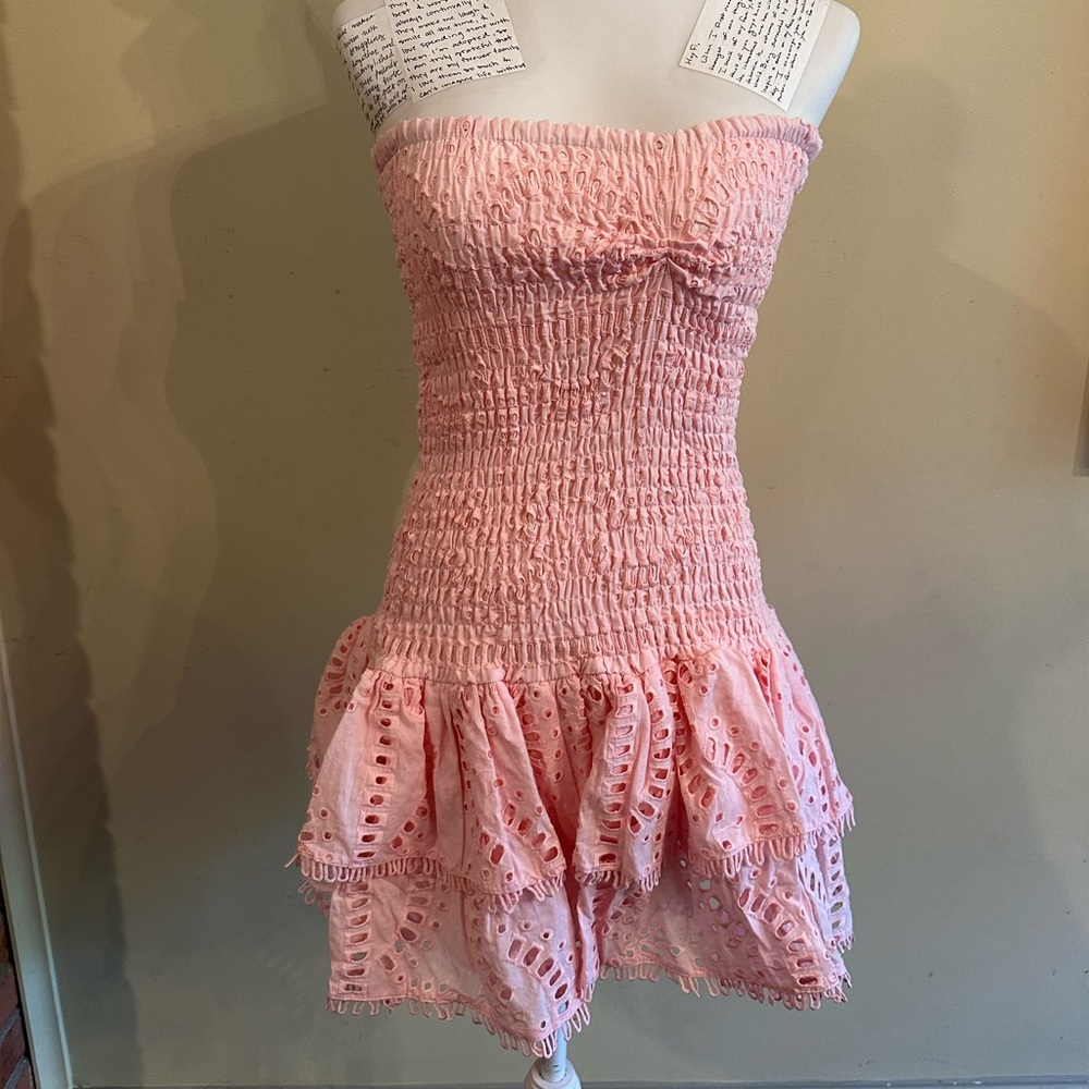 Pink Strapless Ruffle Dress